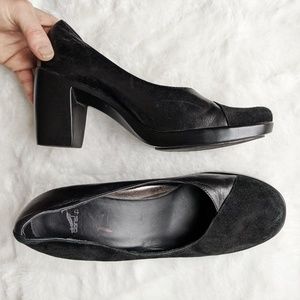 Dansko Black Suede & Leather Heels